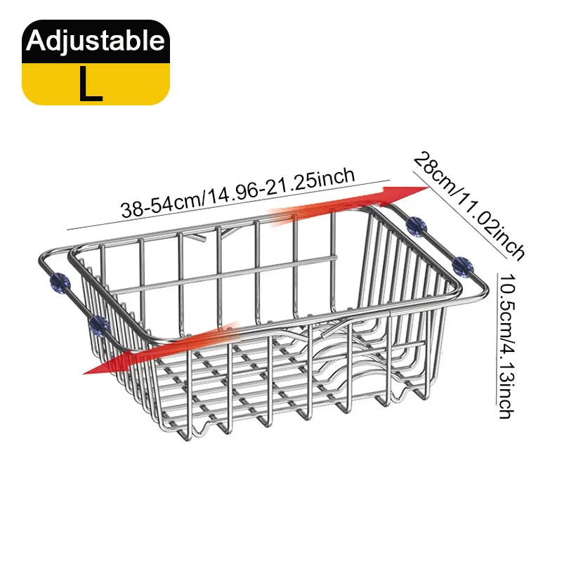 Adjustable Stainless Steel Sink Rack - Expandable & Durable