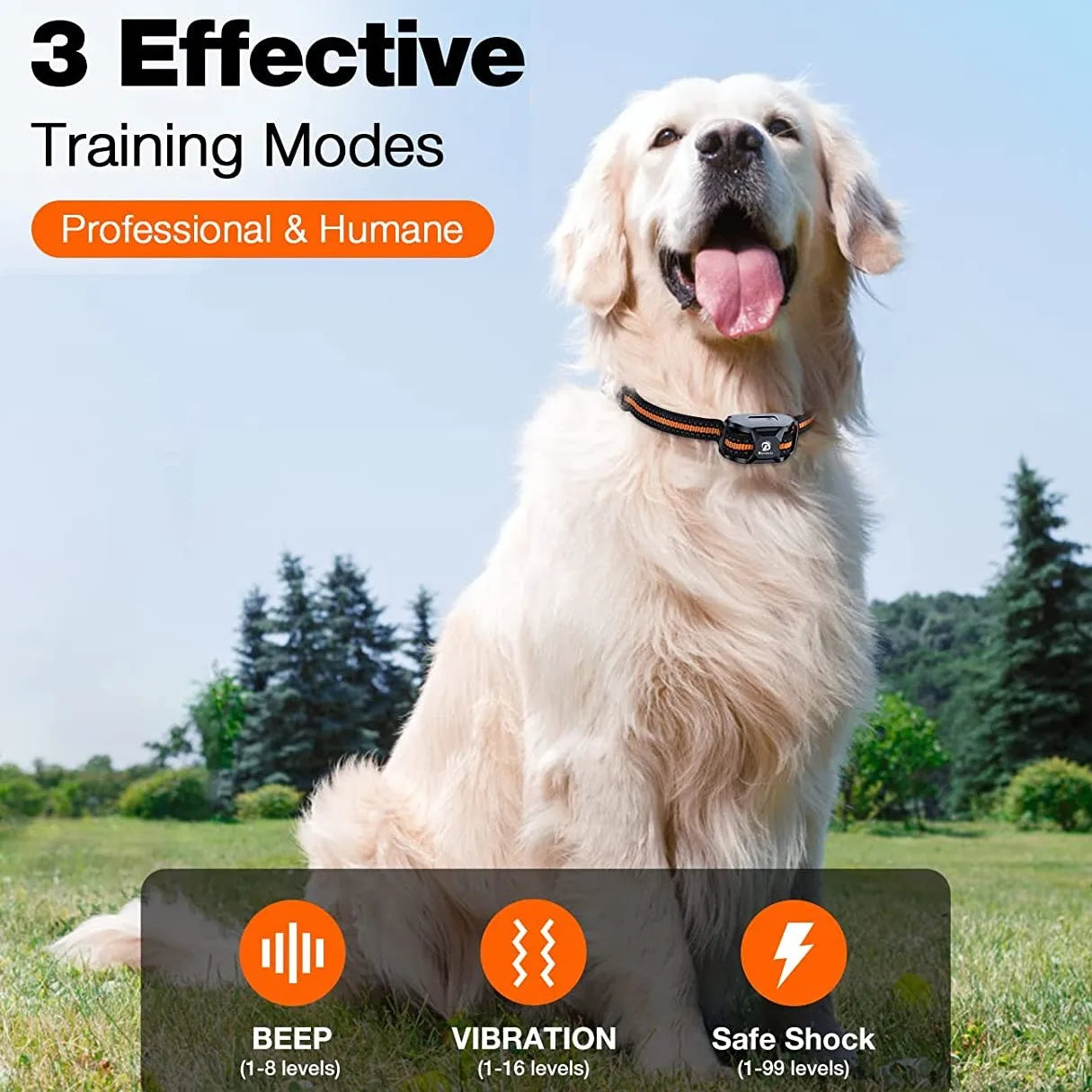 Rechargeable Waterproof Dog Training Collar with Remote – Long Range Beep, Vibration & Static Training Collar