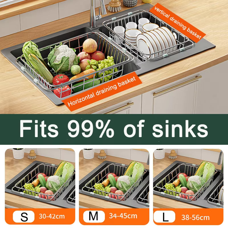 Adjustable Stainless Steel Sink Rack - Expandable & Durable