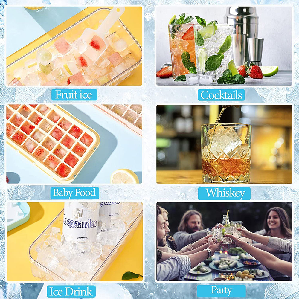 Silicone Ice Cube Tray Set - Stackable & Durable for Freezer