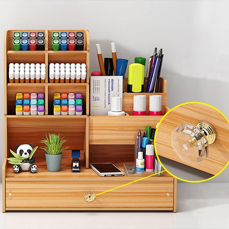 Large Capacity Wooden Desk Organizer for Home & Office