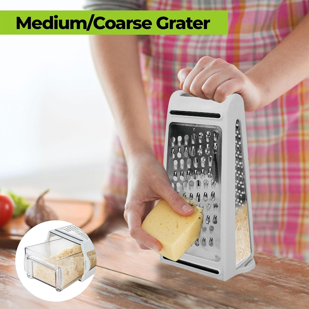 Stainless Steel Cheese Grater - 2-Sided with Storage Box