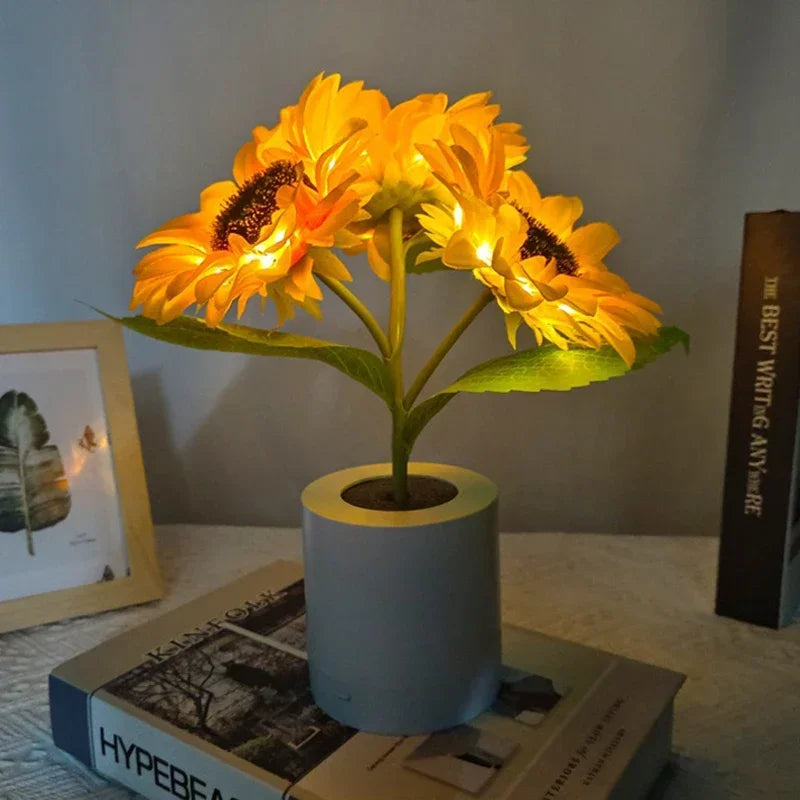 Rechargeable LED Sunflower Lamp - Warm Light for Bedroom