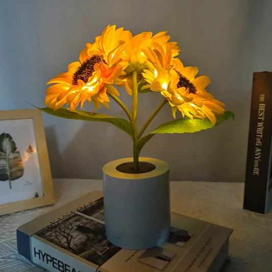 Rechargeable LED Sunflower Lamp - Warm Light for Bedroom