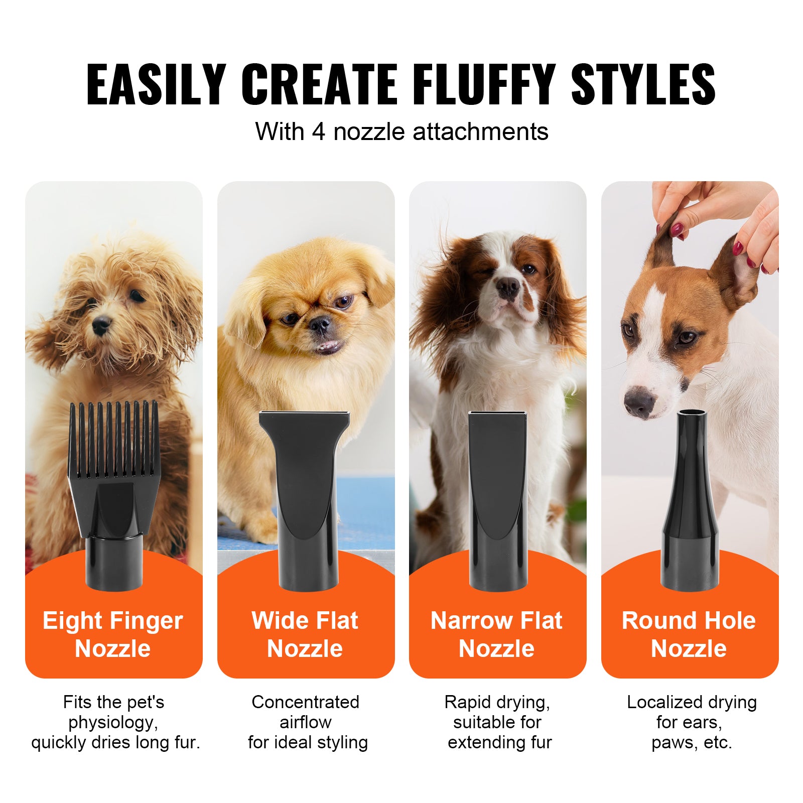 High-Power 2800W Dog Dryer with 4 Nozzles & Temp Control