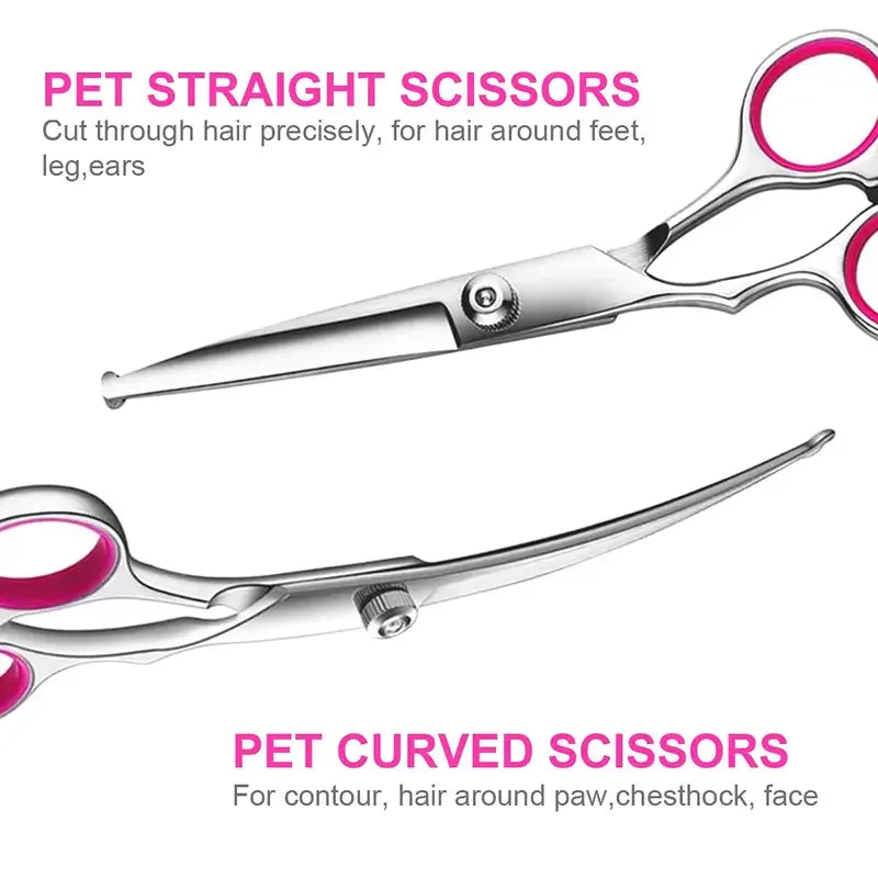 Professional Pet Grooming Scissors Set – 4-Piece Stainless Steel Dog & Cat Hair Cutting Kit