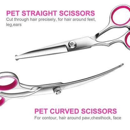 Professional Pet Grooming Scissors Set – 4-Piece Stainless Steel Dog & Cat Hair Cutting Kit