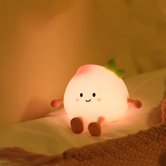 Rechargeable Peach Night Light - Silicone, Tap Control LED