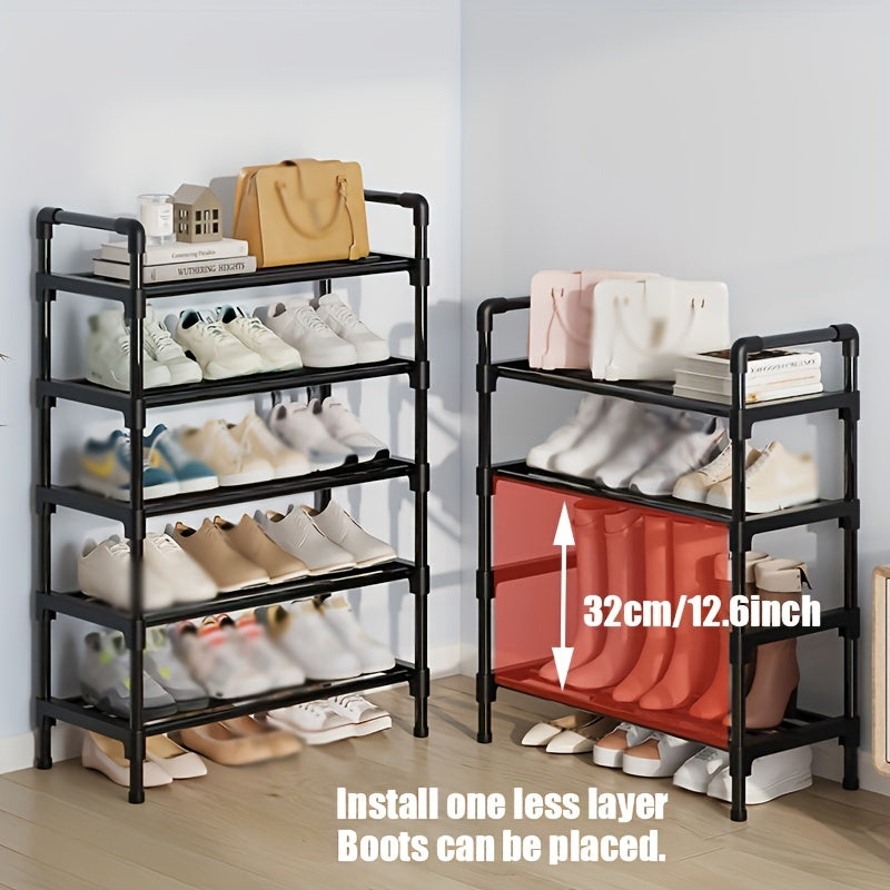 Black Metal Shoe Rack - Multi-Tier Stackable Storage