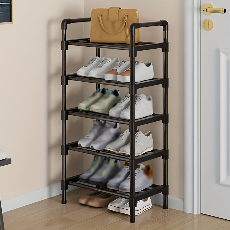 Black Metal Shoe Rack - Multi-Tier Stackable Storage