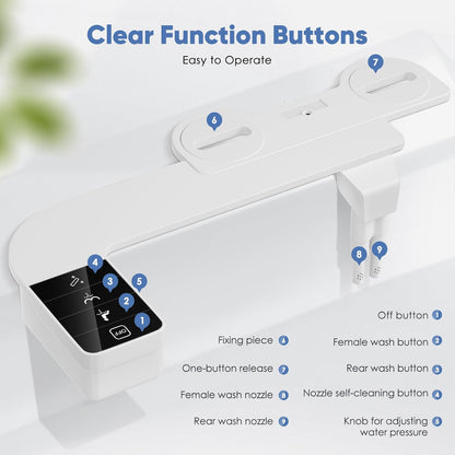 Self-Cleaning Bidet Attachment - Ultra Thin, Dual Nozzle Design