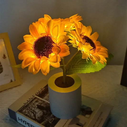 Rechargeable LED Sunflower Lamp - Warm Light for Bedroom