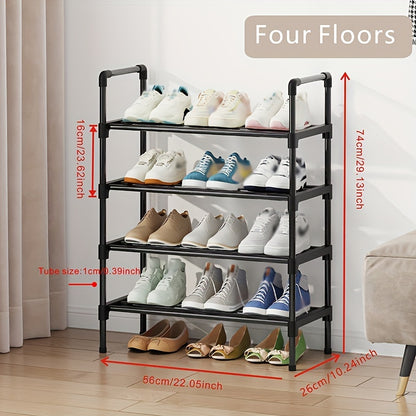 Black Metal Shoe Rack - Multi-Tier Stackable Storage