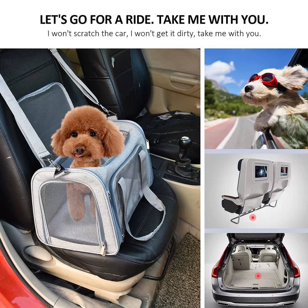 Breathable Pet Travel Carrier – Airline-Friendly Carrier for Cats and Small Dogs