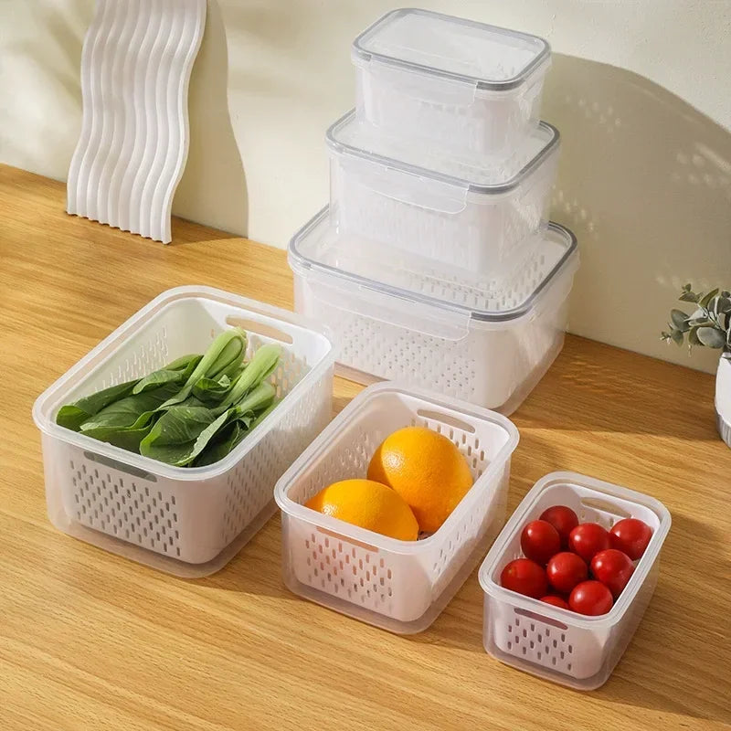 Fridge Food Storage Containers 3Pack - Keep Produce Fresh