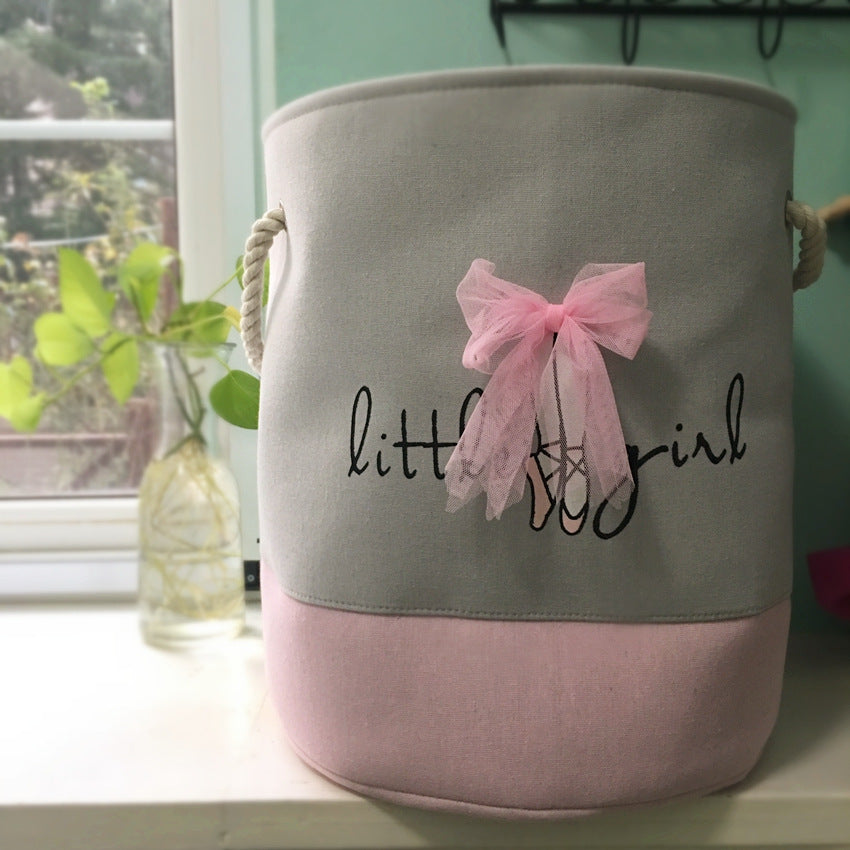 Pink Canvas Storage Basket - Girls Toys & Clothes Organizer