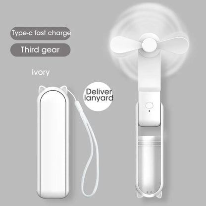 USB Rechargeable 2000mAh Mini Fan: Quiet, Foldable, Handy