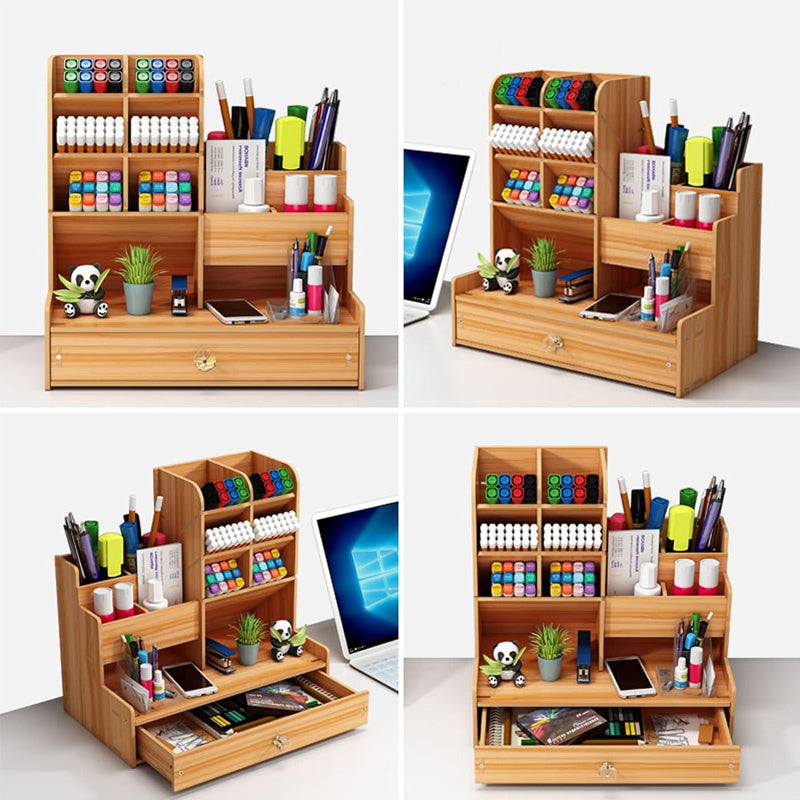 Large Capacity Wooden Desk Organizer for Home & Office