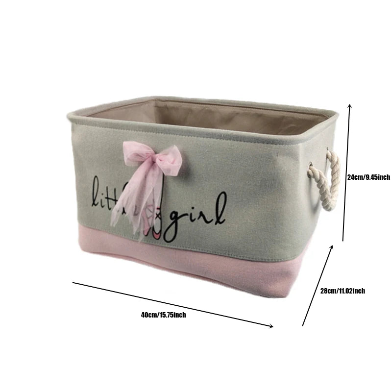 Pink Canvas Storage Basket - Girls Toys & Clothes Organizer