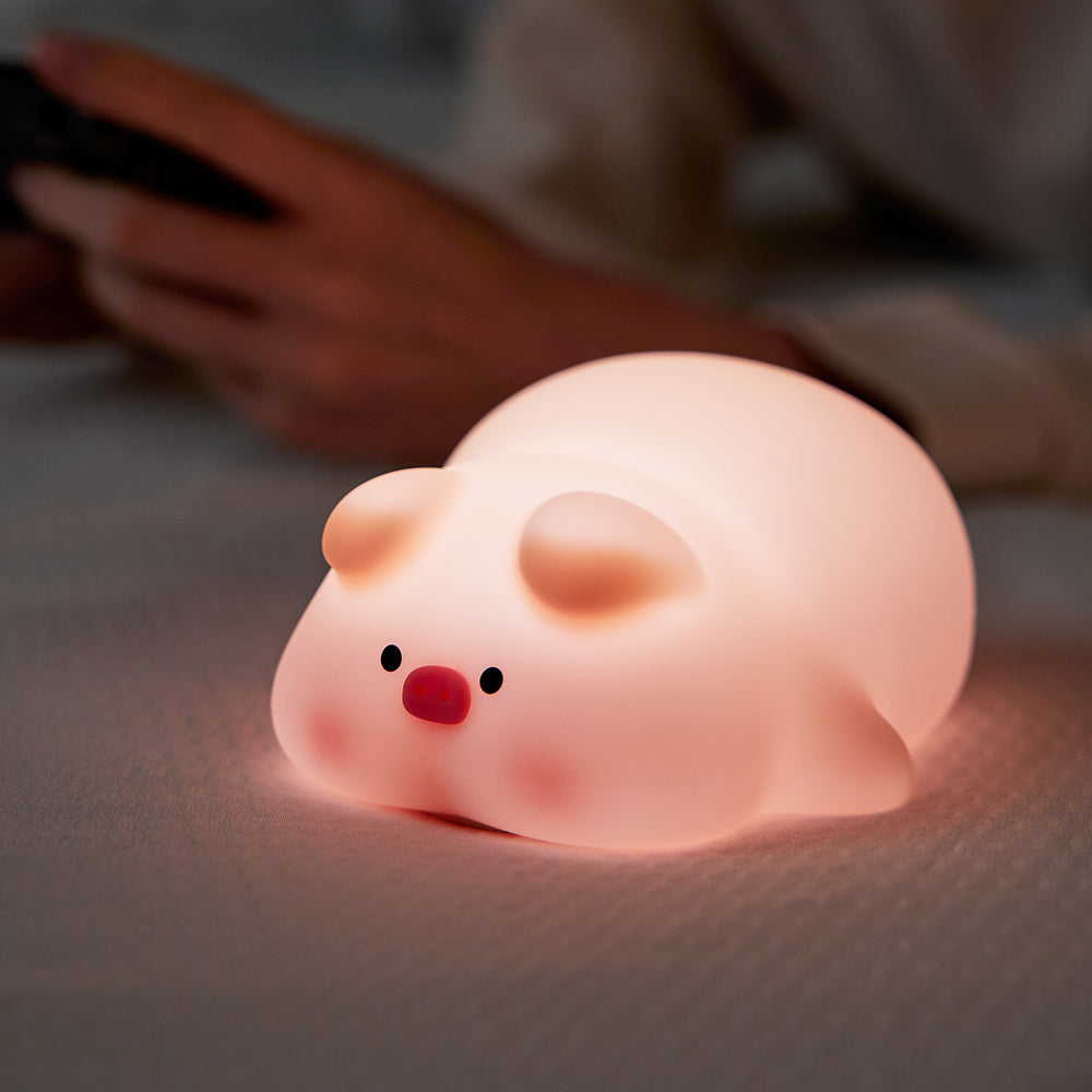 Silicone Night Light Piggy Lamp - USB Rechargeable & Soothing