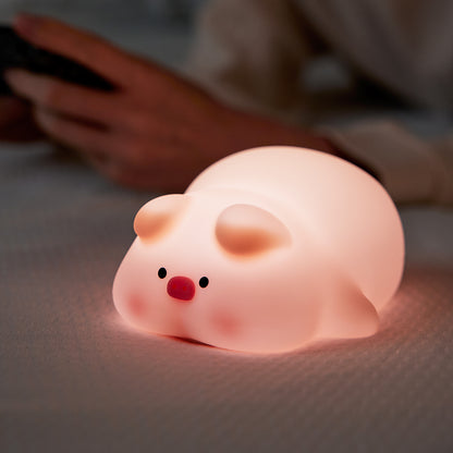 Silicone Night Light Piggy Lamp - USB Rechargeable & Soothing