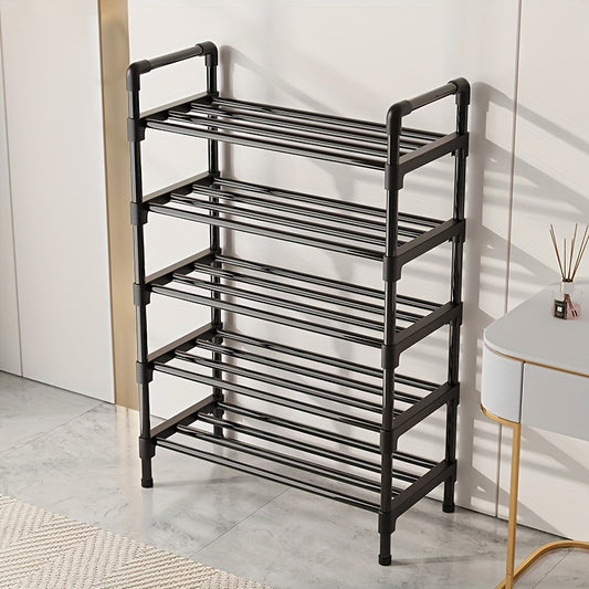 Black Metal Shoe Rack - Multi-Tier Stackable Storage