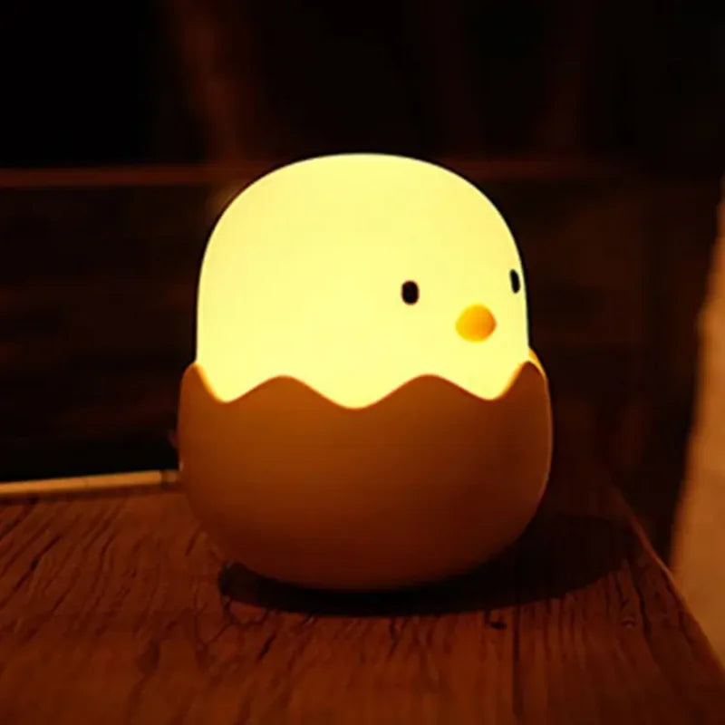 Silicone Eggshell LED Night Light - Cute Chicken Design