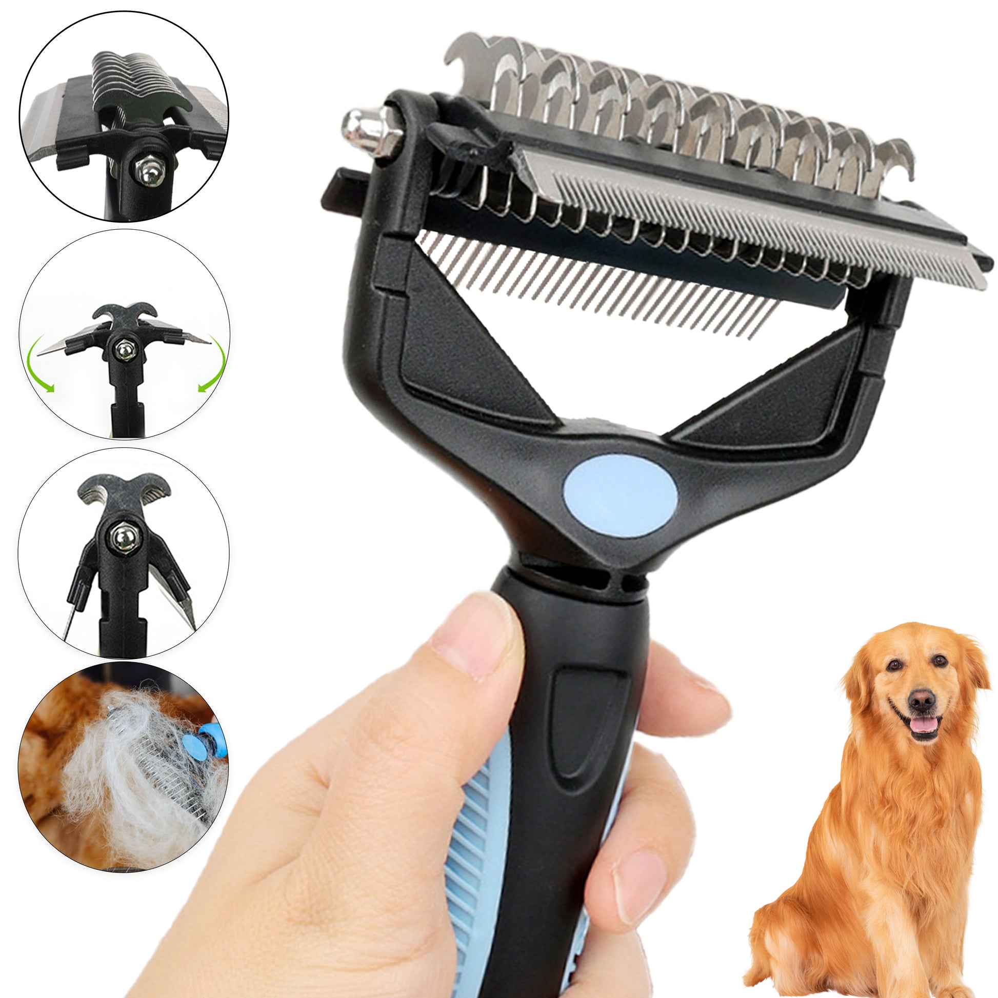 Dog Hair Remover: 3-in-1 Pet Deshedding & Knot Cutter Comb