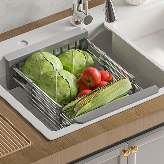 Stainless Steel Sink Drain Rack - Extendable Dish Drying