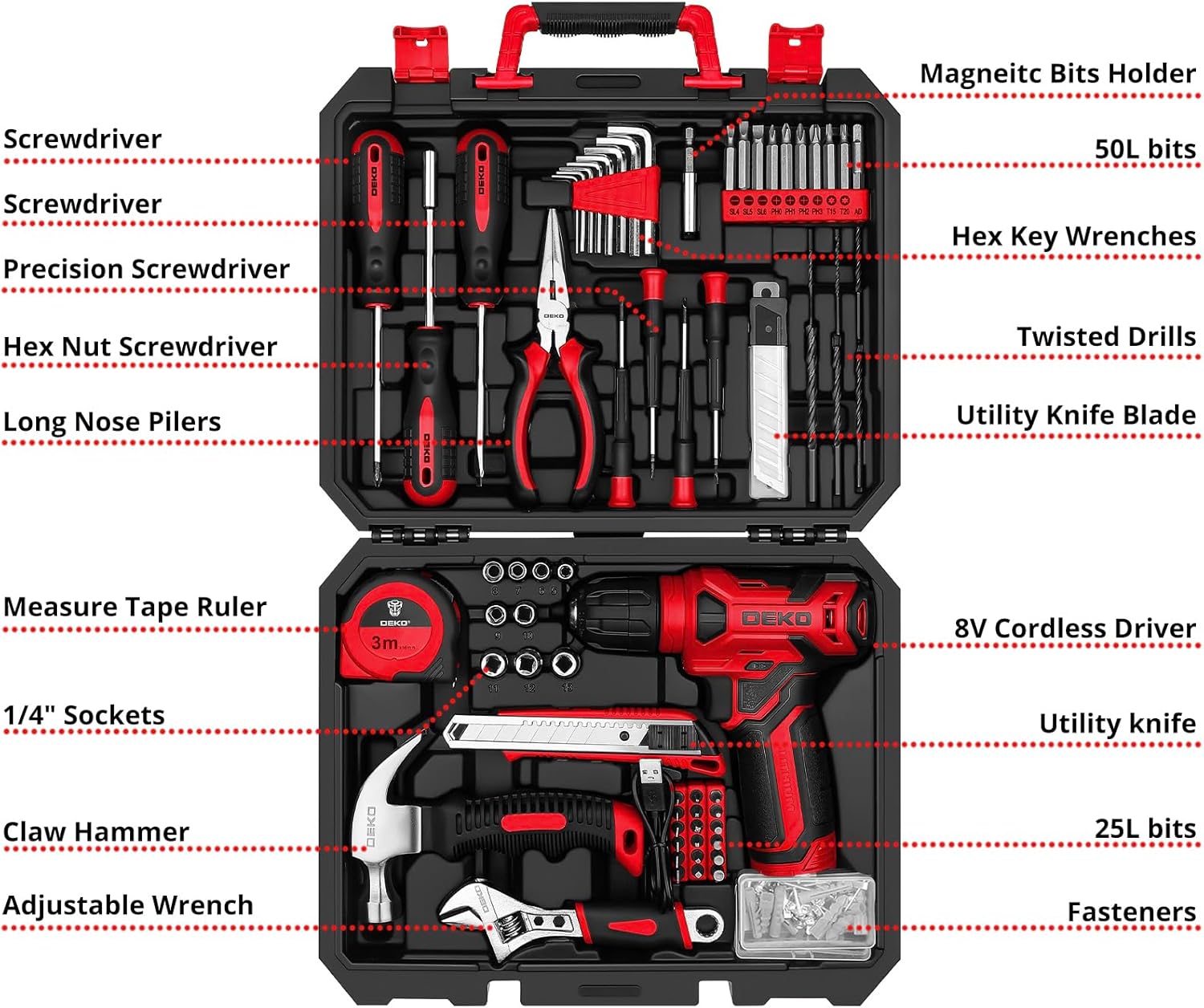 8V Cordless Drill & Tool Set - 126-Piece Home Kit