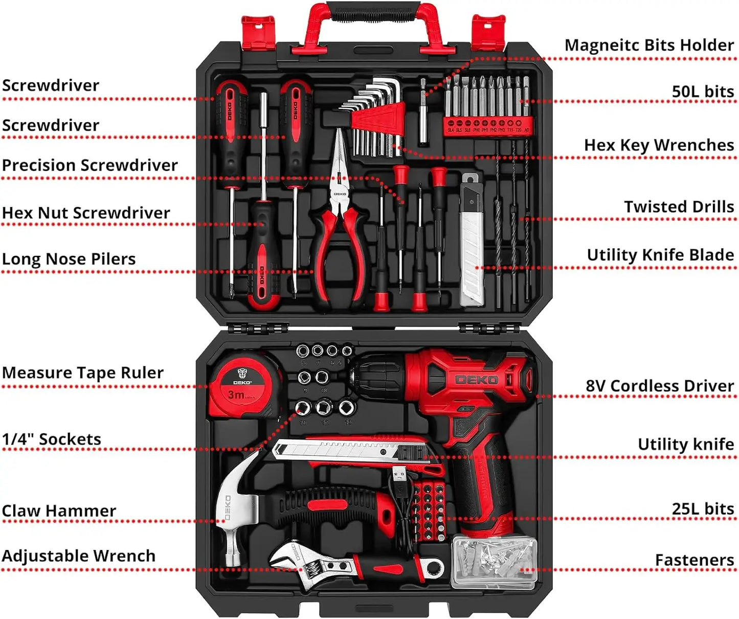 8V Cordless Drill & Tool Set - 126-Piece Home Kit