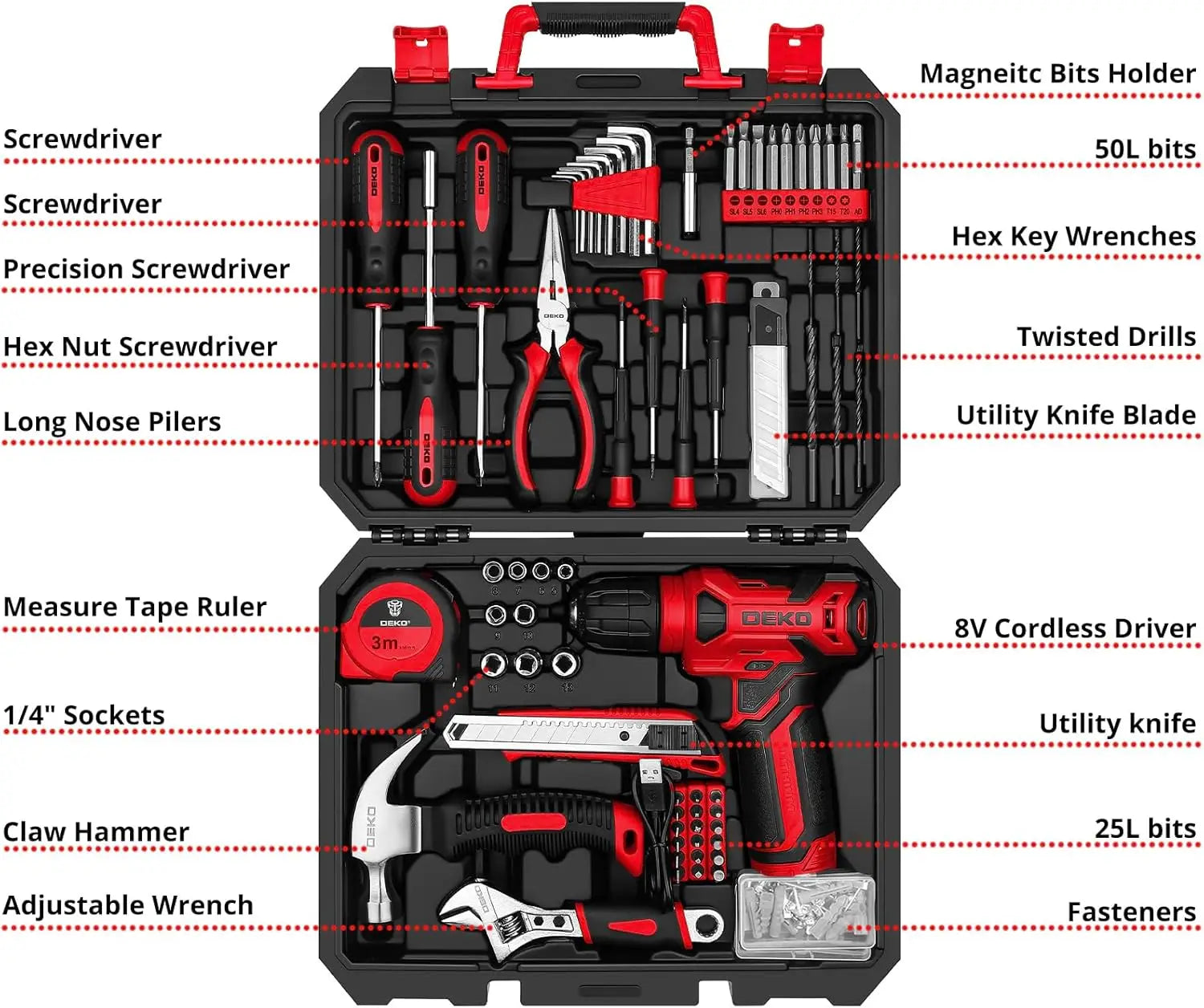 8V Cordless Drill & Tool Set - 126-Piece Home Kit