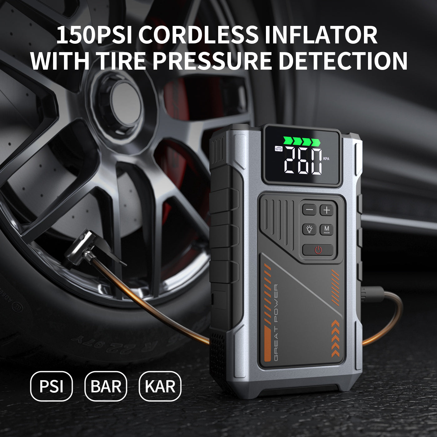 Portable Car Jump Starter 3000A with Air Compressor & LED