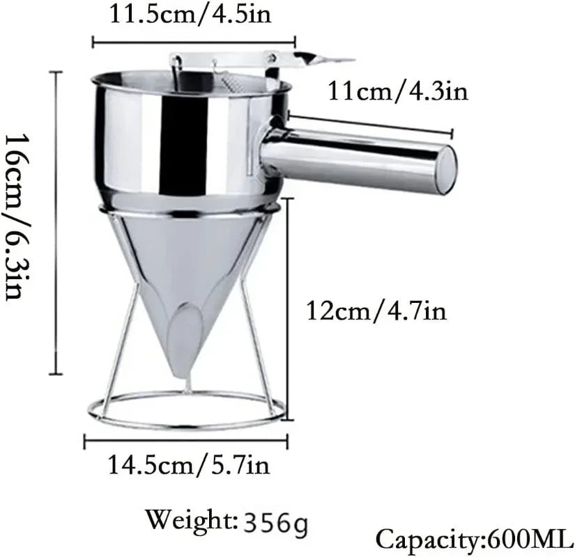 Stainless Steel Funnel Dispenser - Perfect for Baking & Pancakes