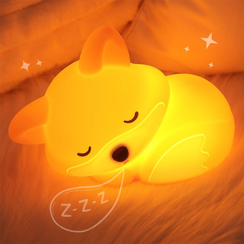 Fox Night Light - Squishy Silicone Lamp for Kids & Adults