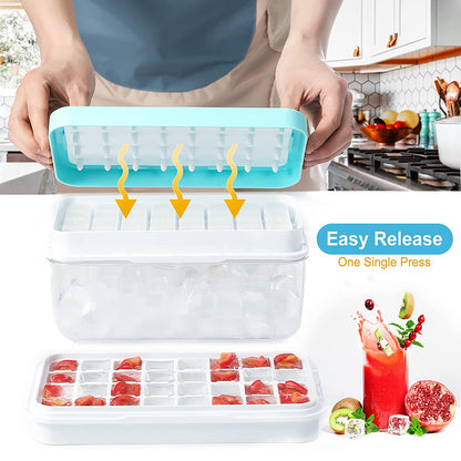 Silicone Ice Cube Tray Set - Stackable & Durable for Freezer