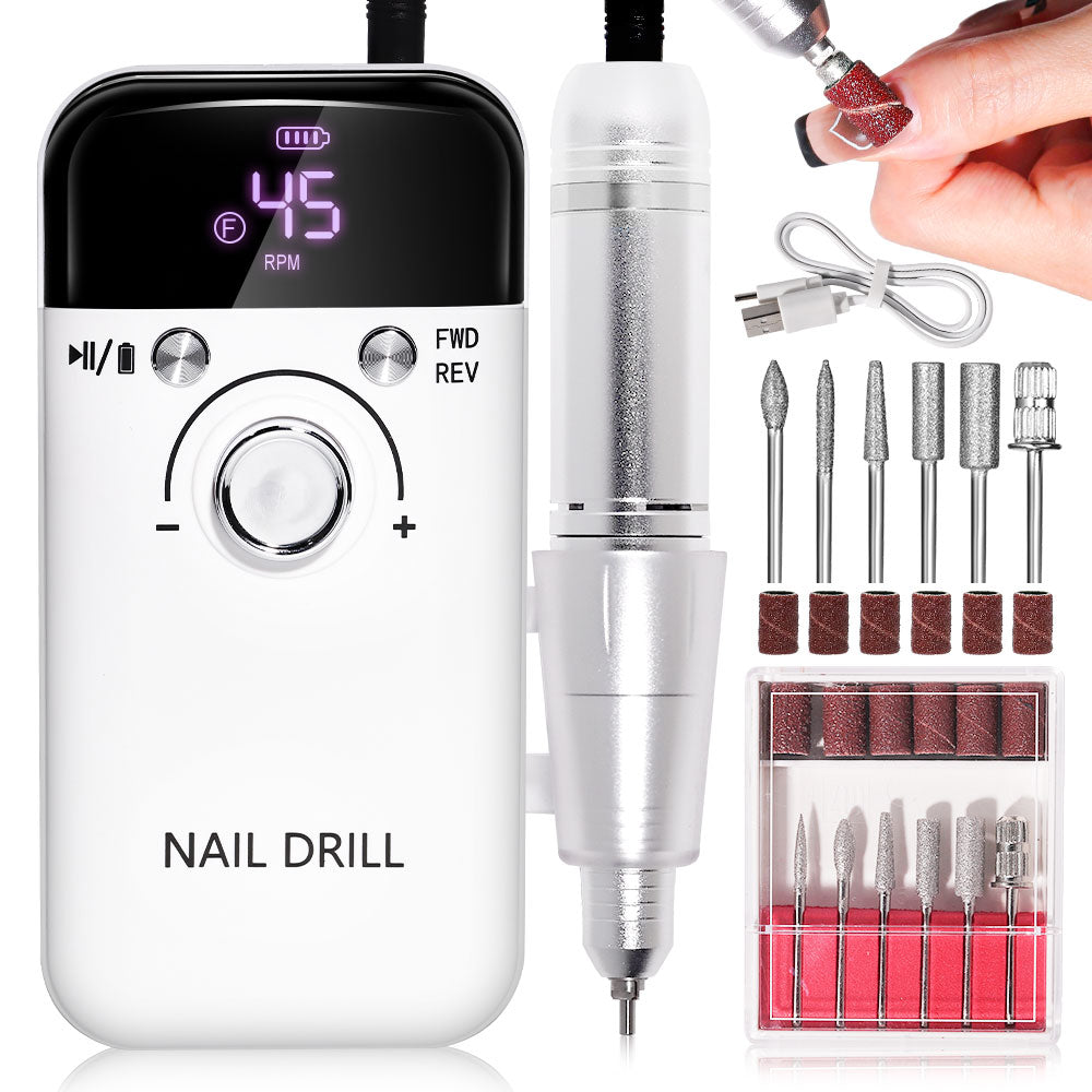 Nail Drill 45000 RPM Rechargeable Electric File for Acrylic Gel