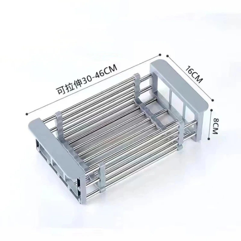 Stainless Steel Sink Drain Rack - Extendable Dish Drying