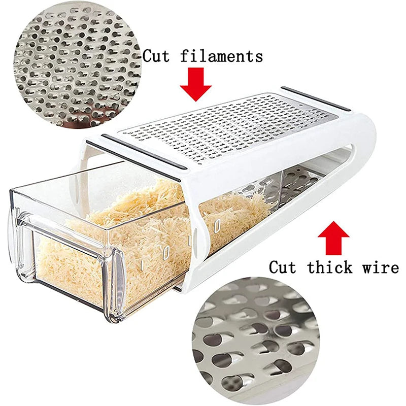 Double-Sided Cheese & Veggie Grater with Box Container