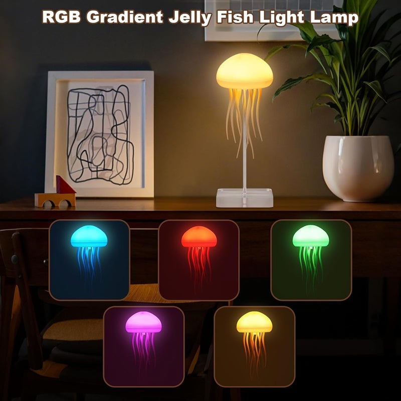 LED Jellyfish Night Light - Cartoon Design, RGB, Voice Control