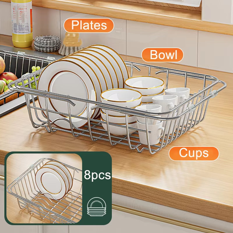 Adjustable Stainless Steel Sink Rack - Expandable & Durable