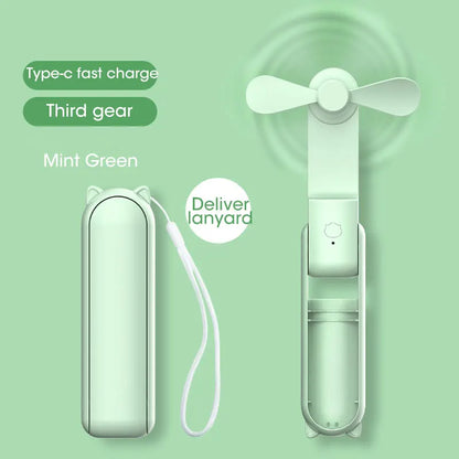 USB Rechargeable 2000mAh Mini Fan: Quiet, Foldable, Handy