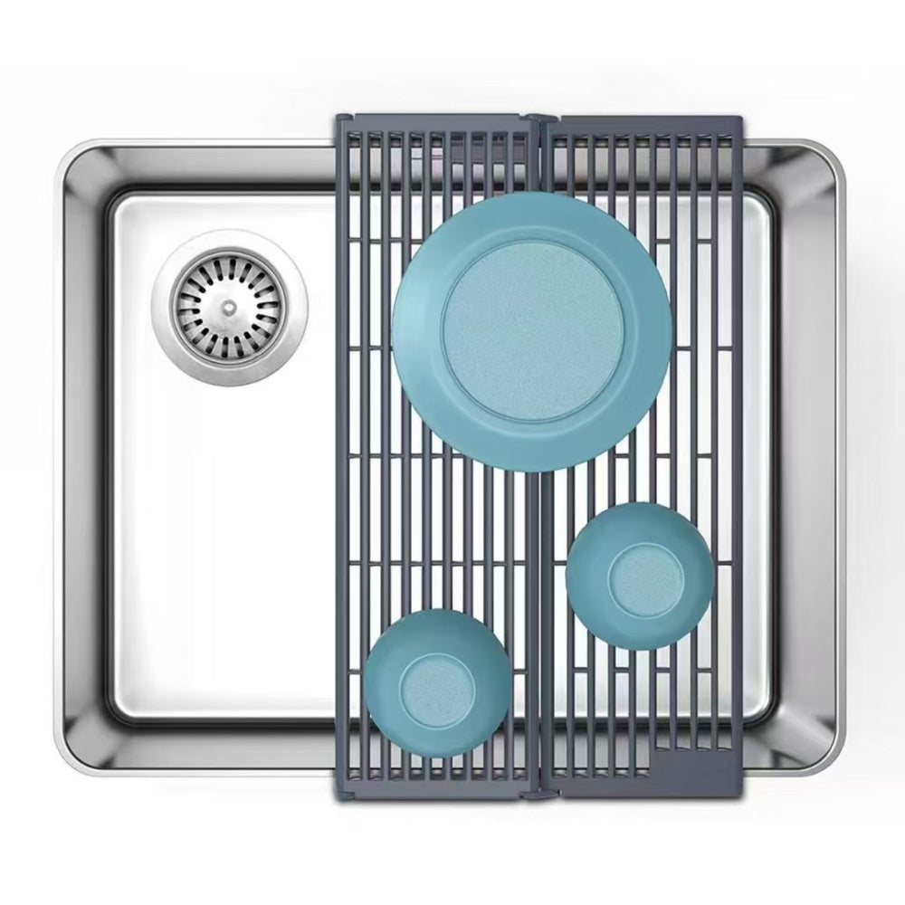 Foldable Black Sink Drainer - Compact Splash-Proof Design