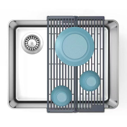 Foldable Black Sink Drainer - Compact Splash-Proof Design
