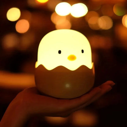 Silicone Eggshell LED Night Light - Cute Chicken Design