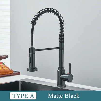 Matte Black Kitchen Faucet - Single Handle, Hot & Cold Tap