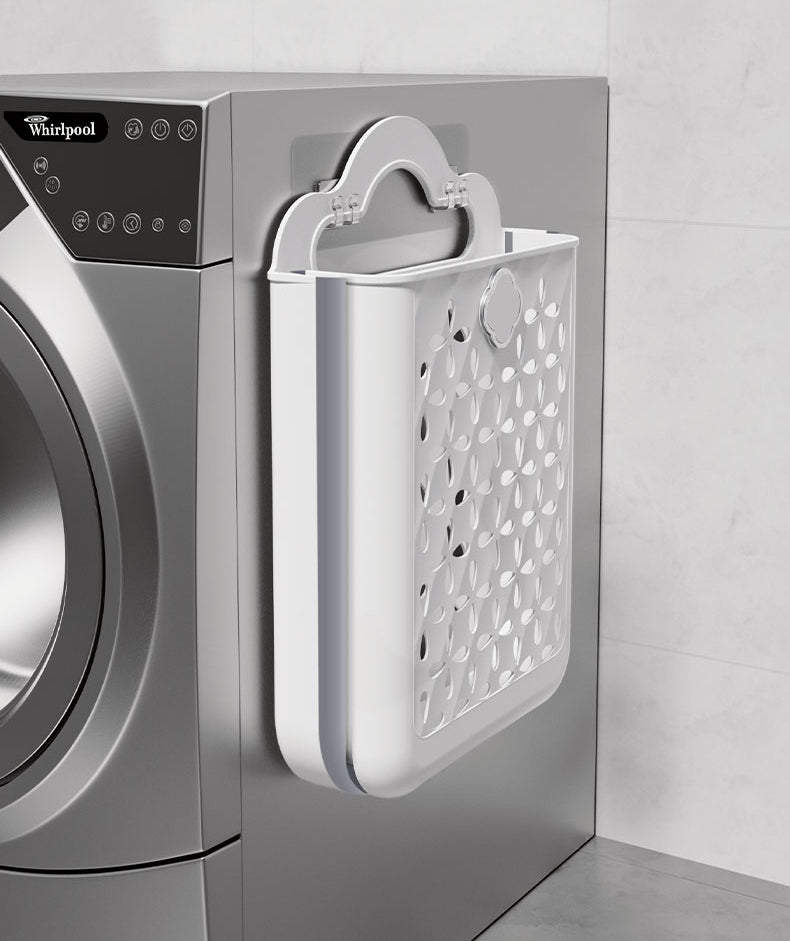 Folding Laundry Basket: Wall-Mounted Bathroom Organizer