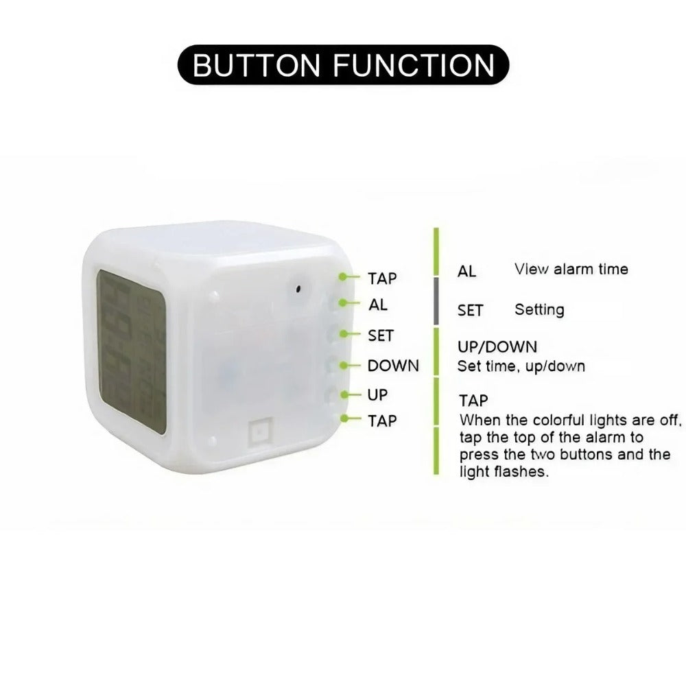 LED Digital Alarm Clock - Colorful Light, Multi-Mode Display