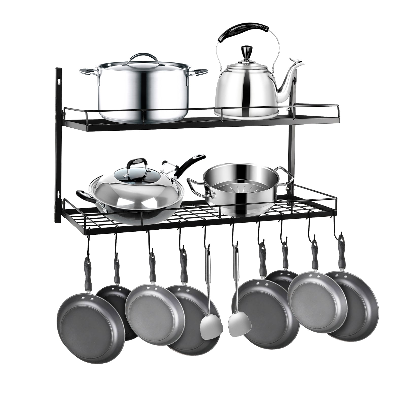 2 Tier Hanging Pot Rack - Space-Saving Kitchen Storage