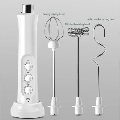 Electric Milk Frother 3-in-1 USB Rechargeable Coffee Mixer